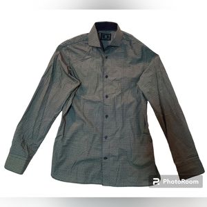 Bogner Long Sleeve Check Button Down Shirt Men's Size 39 M Green And Black Plaid